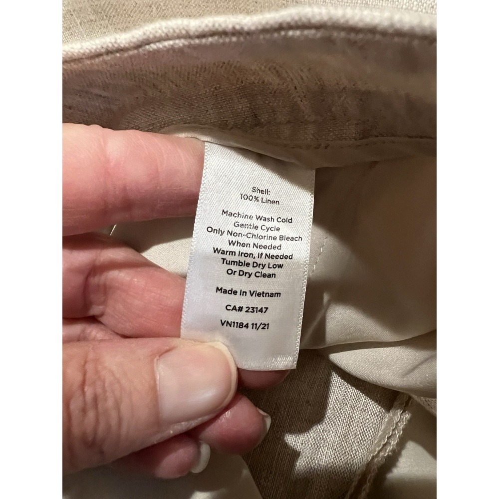 Talbots Women's 100% Linen Pants Size 10 Wide Leg Beige‎ Resort Coastal Beach - Picture 4 of 5